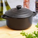 Miseczka do Zapiekania 150 ml Porcelanowa Czarna z Pokrywką VILDE