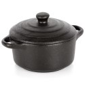 Miseczka do Zapiekania 300 ml Porcelanowa Czarna z Pokrywką VILDE