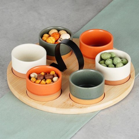 Miseczki na Przekąski 6 szt na tacy Bambusowej 80 ml EXCELLENT HOUSEWARE