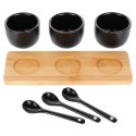 Miseczki na Przekąski 90 ml 3 szt z Łyżeczkami z Tacą Bambusową VILDE