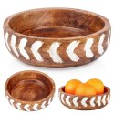 Miska Drewniana do Serwowania Podawania Owoców Ozdobna VILDE 20 cm, 850 ml