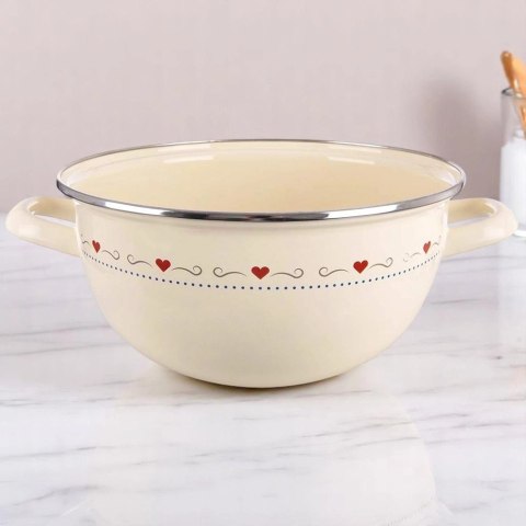 Miska emaliowana z uchwytami kremowa TONCA 33 cm, 5 l