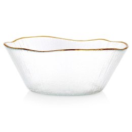 Miska Szklana 15 cm 500 ml Złoty Rant Nieregularna Mycie Ręczne VILDE