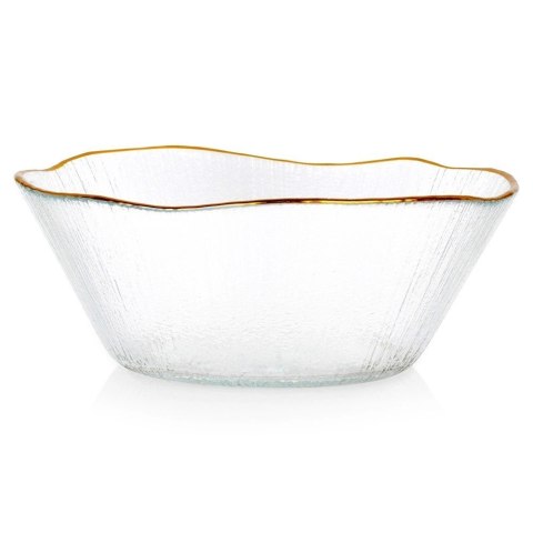 Miska Szklana 15 cm 500 ml Złoty Rant Nieregularna Mycie Ręczne VILDE