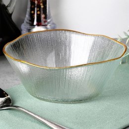 Miska Szklana 15 cm 500 ml Złoty Rant Nieregularna Mycie Ręczne VILDE
