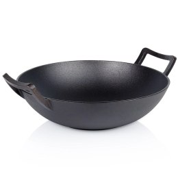 Patelnia Wok Żeliwna Duża 36 cm VILDE Cast Line do Indukcji Grill