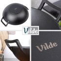Patelnia Wok Żeliwna Duża 36 cm VILDE Cast Line do Indukcji Grill
