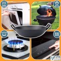 Patelnia Wok Żeliwna Duża 36 cm VILDE Cast Line do Indukcji Grill
