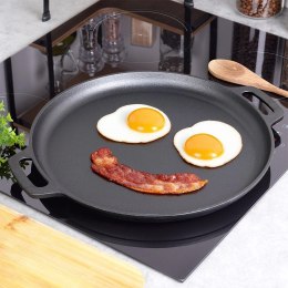 Patelnia Żeliwna Okrągła 35 cm VILDE Cast Line do Indukcji Grill