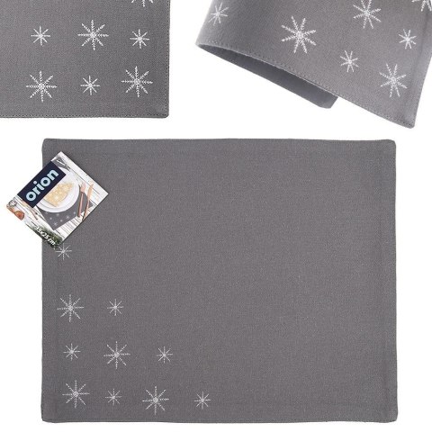 Podkładka na Stół Bawełniana Świąteczna 33,5 x 26 cm ORION Płatek Szara