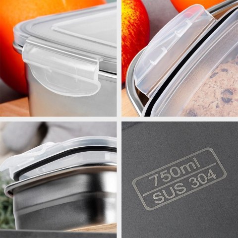 Pojemnik na Jedzenie Stalowy z Pokrywką Uszczelką EXCELLENT HOUSEWARE 700ml