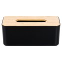Pojemnik na Chusteczki Czarny Bambus 24 x 13 x 9,5 cm z Drewnianą Pokrywą