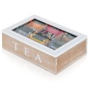 Pojemnik Herbatę Drewniany z Przegródkami 24,5 x 16 x 7 cm VILDE z Napisem