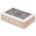 Pojemnik Herbatę Drewniany z Przegródkami 24,5 x 16 x 7 cm VILDE z Napisem