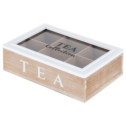 Pojemnik Herbatę Drewniany z Przegródkami 24,5 x 16 x 7 cm VILDE z Napisem