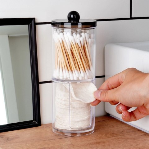 Pojemnik na Patyczki Płatki 2-Poziomowy 7 x 19,5 cm VILDE z Podajnikiem