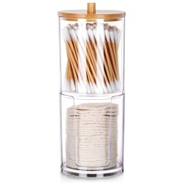 Pojemnik Patyczki Płatki 2-Poziomowy Bambus 7 x 18,5 cm VILDE z Podajnikiem