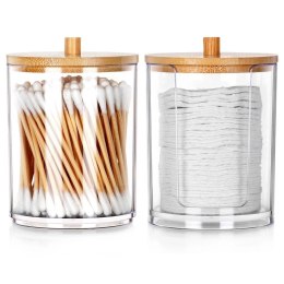 Pojemnik na Patyczki Płatki Bambus 2 szt. VILDE z Podajnikiem 7 x 10 cm