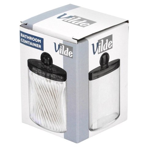 Pojemnik na Patyczki Płatki Kosmetyczne 7 x 11 cm VILDE z Czarną Pokrywką