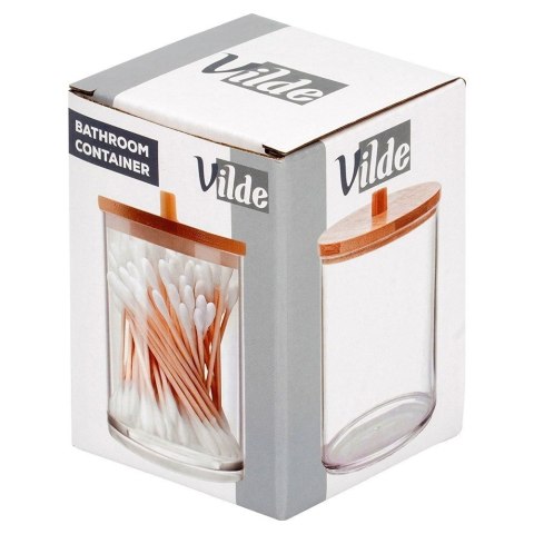 Pojemnik na Patyczki Płatki Bambus 7 x 10 cm VILDE z Drewnianą Pokrywką