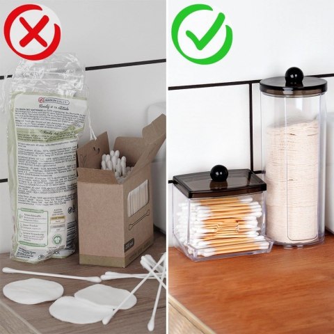 Pojemnik na Patyczki Kosmetyczne z Podajnikiem 9 x 7 x 9,5 cm z Pokrywką