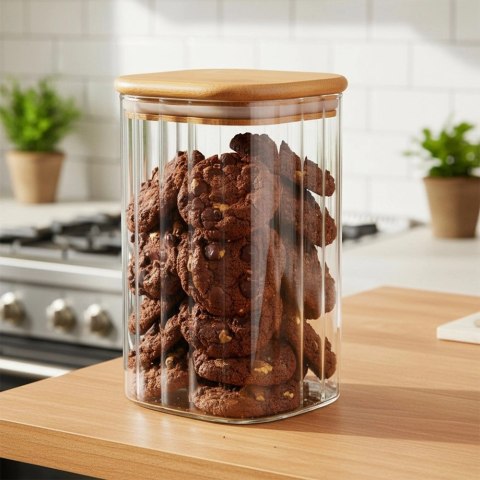 Pojemnik na produkty sypkie szklany z pokrywką i uszczelką 1,1 l