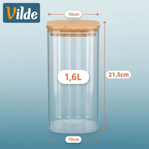 Pojemnik na produkty sypkie szklany z pokrywką i uszczelką 1,6 l