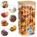 Pojemnik na produkty sypkie szklany z pokrywką i uszczelką 1,6 l