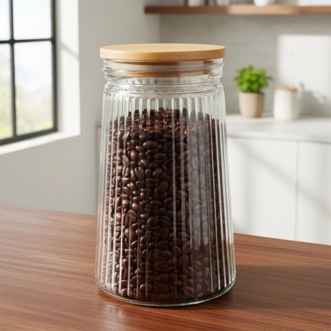 Pojemnik na produkty sypkie szklany z pokrywką i uszczelką 1 l