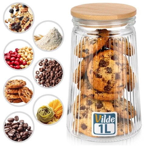 Pojemnik na produkty sypkie szklany z pokrywką i uszczelką 1 l