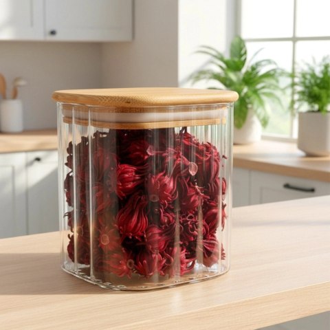 Pojemnik na produkty sypkie szklany z pokrywką i uszczelką 750 ml