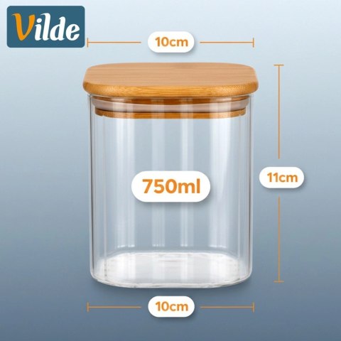 Pojemnik na produkty sypkie szklany z pokrywką i uszczelką 750 ml