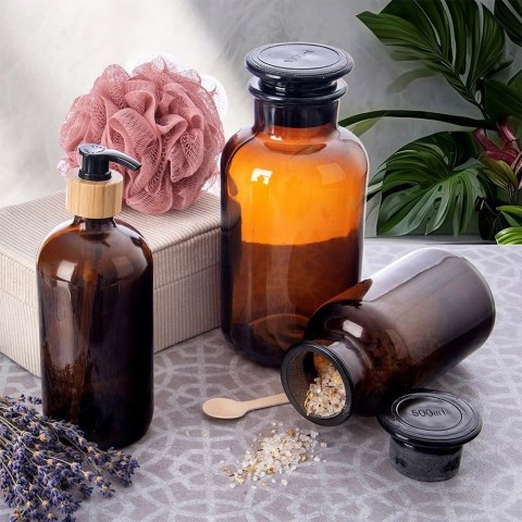 Butelka Szklana Retro 500 ml ORION Brązowa z Korkiem 18 x 8 cm