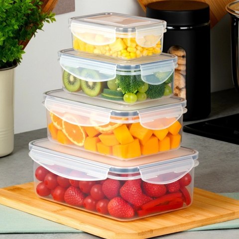 Zestaw 4 Pojemników Lunchbox Prostokąt Szczelny VILDE Mikrofala Zmywarka