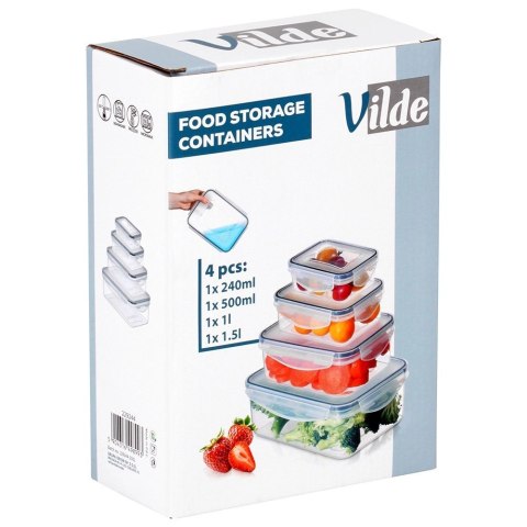 Zestaw 4 Pojemników Lunchbox Prostokąt Szczelny VILDE Mikrofala Zmywarka