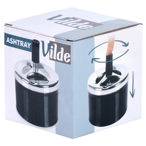 Popielniczka Zamykana Metalowa Obrotowa Czarna Pokrywka VILDE 95 x 13 cm
