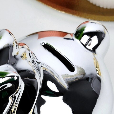 Skarbonka Ceramiczna Srebrna Lustrzana Jednorożec Prezent VILDE 18x10,5 cm