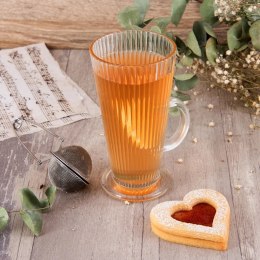 Szklanka Wysoka z Uchem do Kawy Latte Cappuccino Ryflowana 300 ml ORION