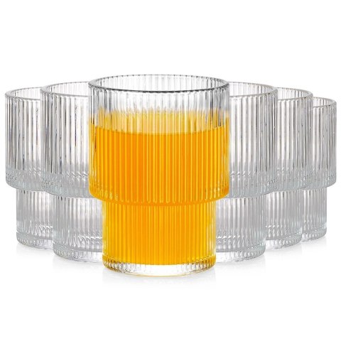 Szklanki Zestaw 6 szt. 190 ml VILDE Ryflowane Szkło do Zmywarki 7 x 7 cm