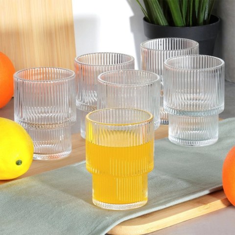 Szklanki Zestaw 6 szt. 190 ml VILDE Ryflowane Szkło do Zmywarki 7 x 7 cm