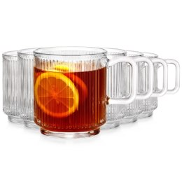 Szklanki Zestaw 6 szt. 350 ml VILDE z Uchwytem Ryflowane do Zmywarki