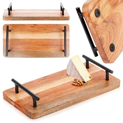 Taca Deska do Serwowania Drewniana Przekąsek z Uchwytami VILDE 30x15,5 cm