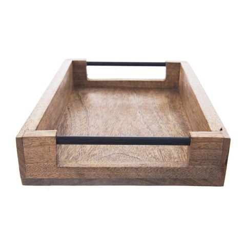 Taca do Serwowania Drewniana MANGO 30,5 x 20,5 cm ORION Uchwyty Metalowe