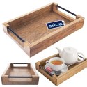 Taca do Serwowania Drewniana MANGO 30,5 x 20,5 cm ORION Uchwyty Metalowe