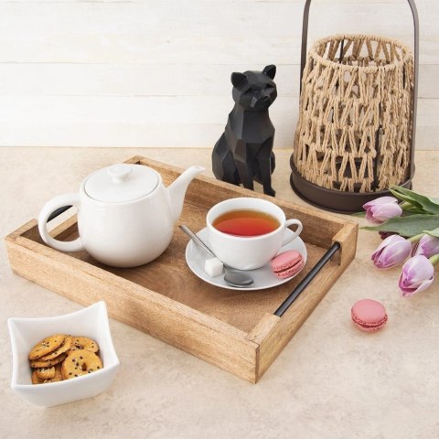 Taca do Serwowania Drewniana MANGO 35,5 x 25,5 cm ORION Uchwyty Metalowe