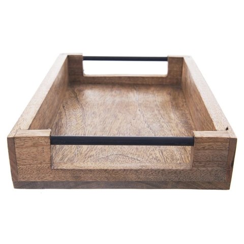 Taca do Serwowania Drewniana MANGO 35,5 x 25,5 cm ORION Uchwyty Metalowe