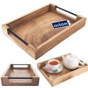 Taca do Serwowania Drewniana MANGO 35,5 x 25,5 cm ORION Uchwyty Metalowe