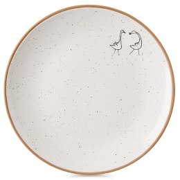Talerz Deserowy Ceramiczny Beżowy 20 cm ORION Gąski Efektowny Dekor