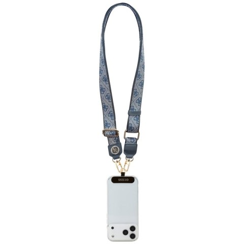 Guess Universal Crossbody Strap 4G Tether Patch Strass Metal Logo - Uniwersalny pasek / smycz do telefonu (niebieski)