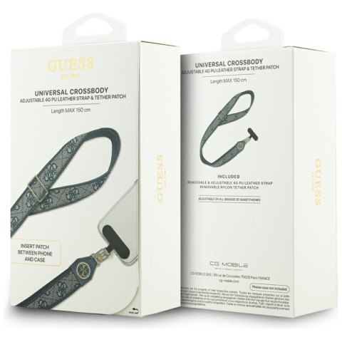 Guess Universal Crossbody Strap 4G Tether Patch Strass Metal Logo - Uniwersalny pasek / smycz do telefonu (niebieski)